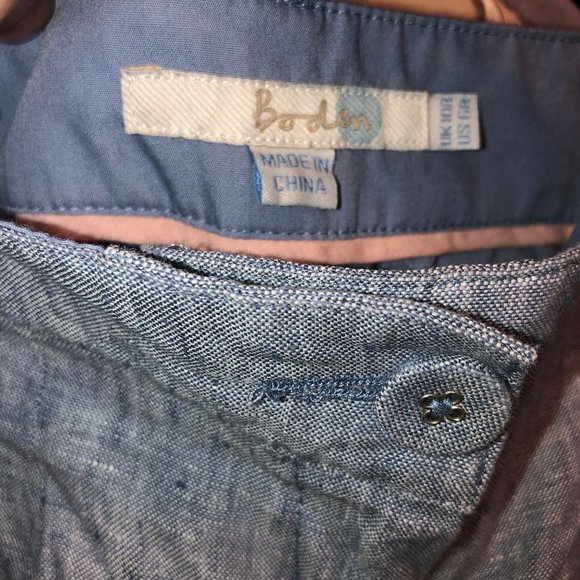 Boden 100% LINEN chambray blue pleat classic MUST HAVES RESORT CRUISE 6 … - Picture 2 of 3